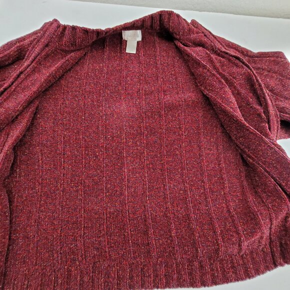 Vtg Studio Works Sweater Womens M Berry Solid Ribbed Soft Cardigan Knit Full Zip - Picture 3 of 12
